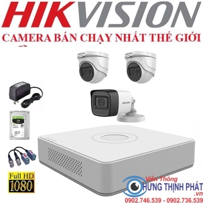 TRỌN BỘ 3 CAMERA QUAN SÁT HIKVISON 2.0 MPX CÓ ÂM THANH